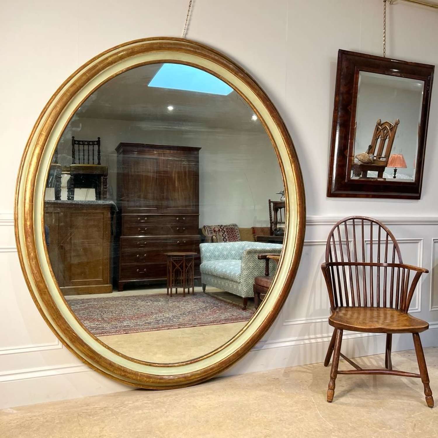 An Impressive Large Giltwood & Gesso Oval Mirror