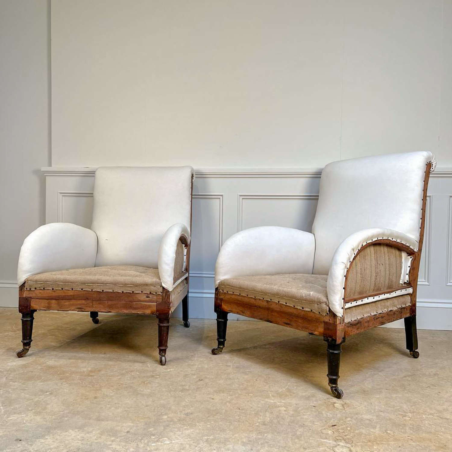 Pair of 19th C Shapely English Armchairs