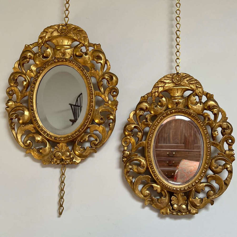 A Pair of 19th C Florentine Giltwood Wall Mirrors