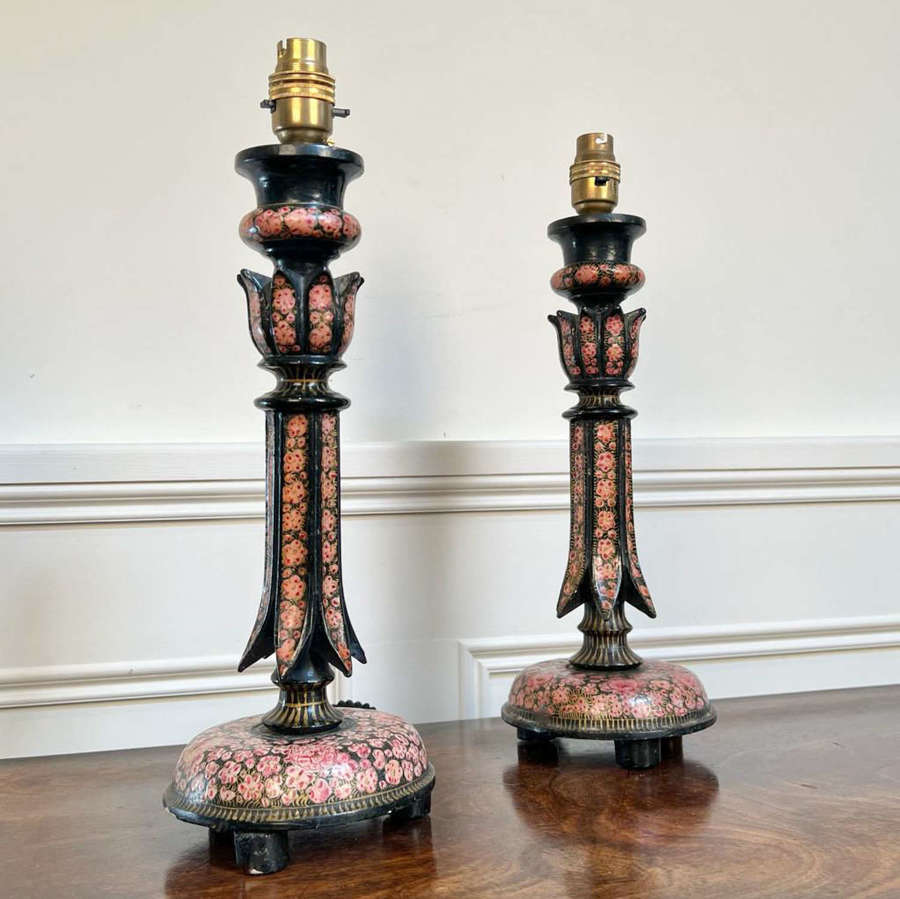 Beautiful Pair of Kashmiri Table Lamps