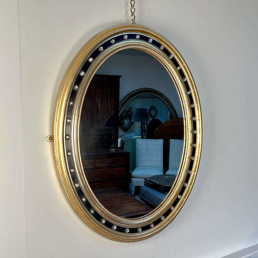 19th C Irish Giltwood Oval Mirror