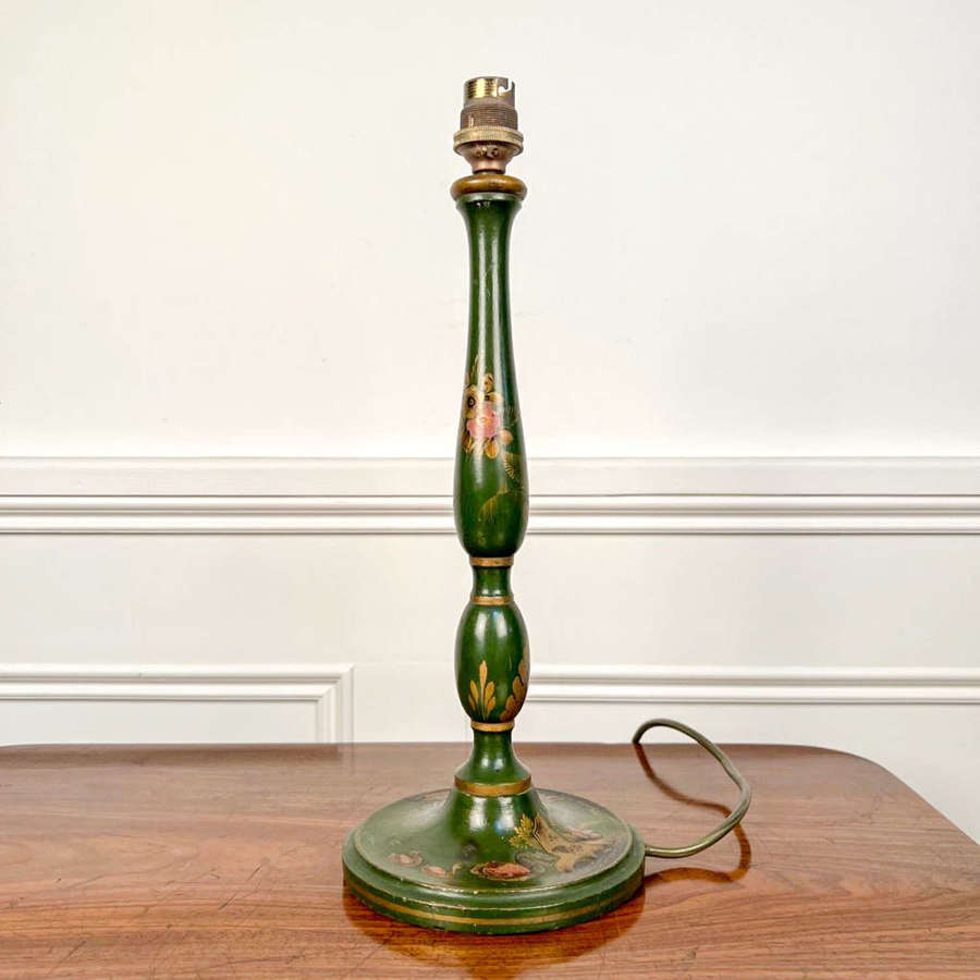 Edwardian Green Chinoiserie Table Lamp