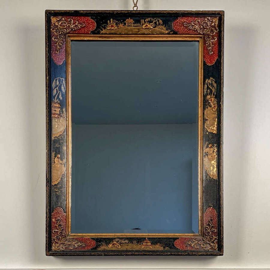 Edwardian Chinoiserie & Japanned Mirror