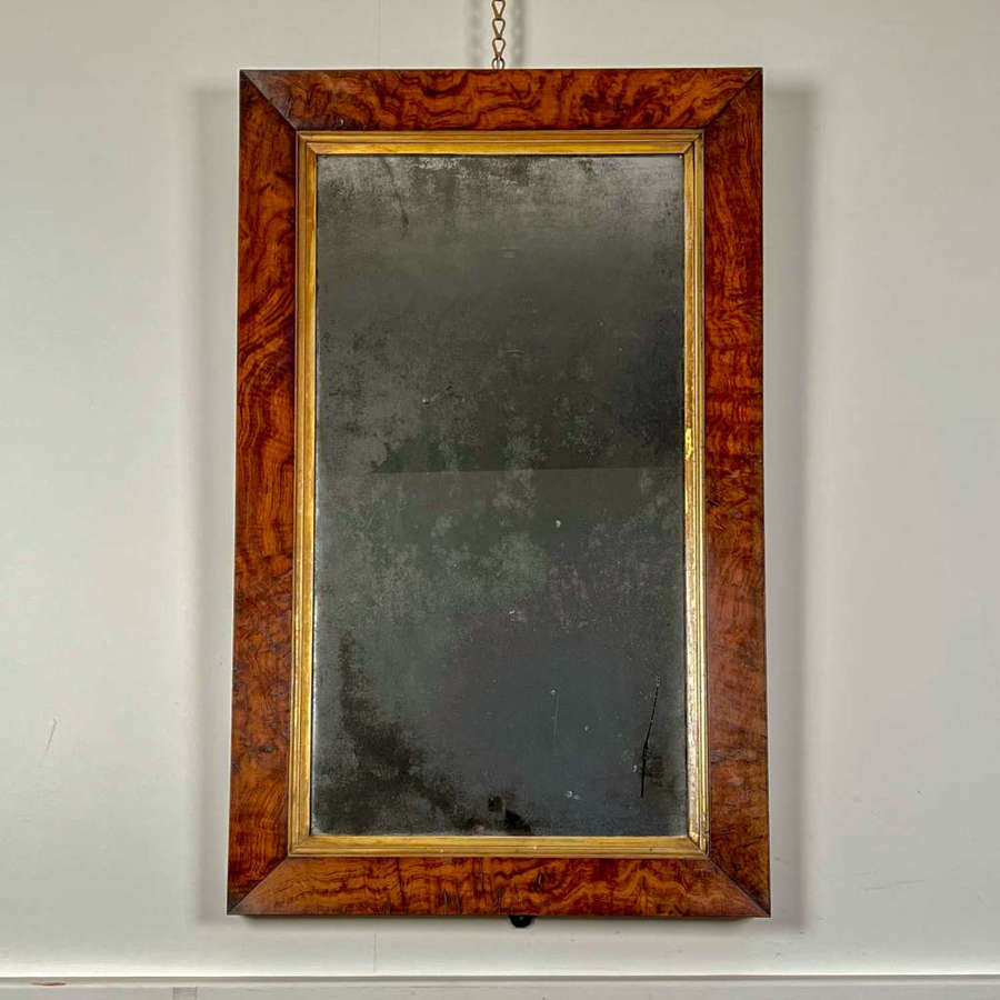 Unusual Figured Oak & Giltwood Mirror with Amazing Mercury Plate