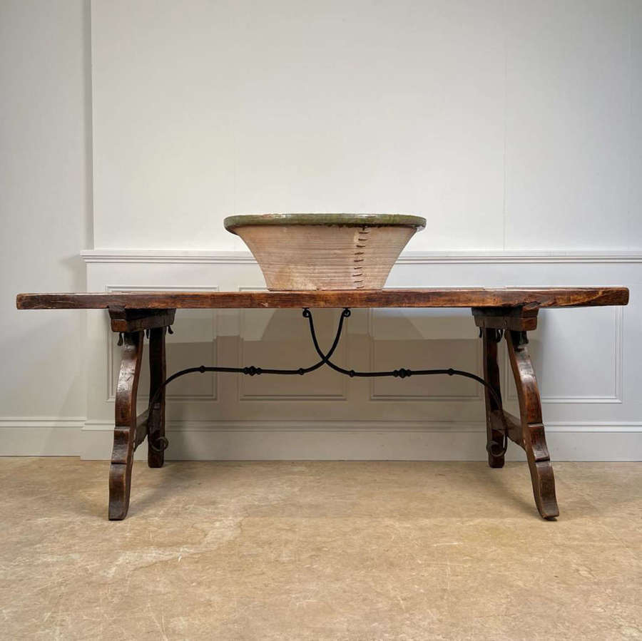 Huge 19th C Terracotta Glazed Bowl