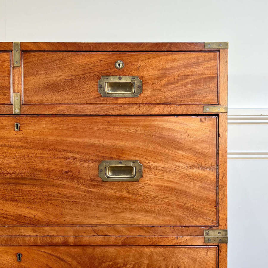 19th C Mahogany Campaign Military Chest