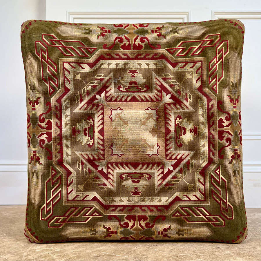 19th C Mahogany Stool - Original Needlepoint