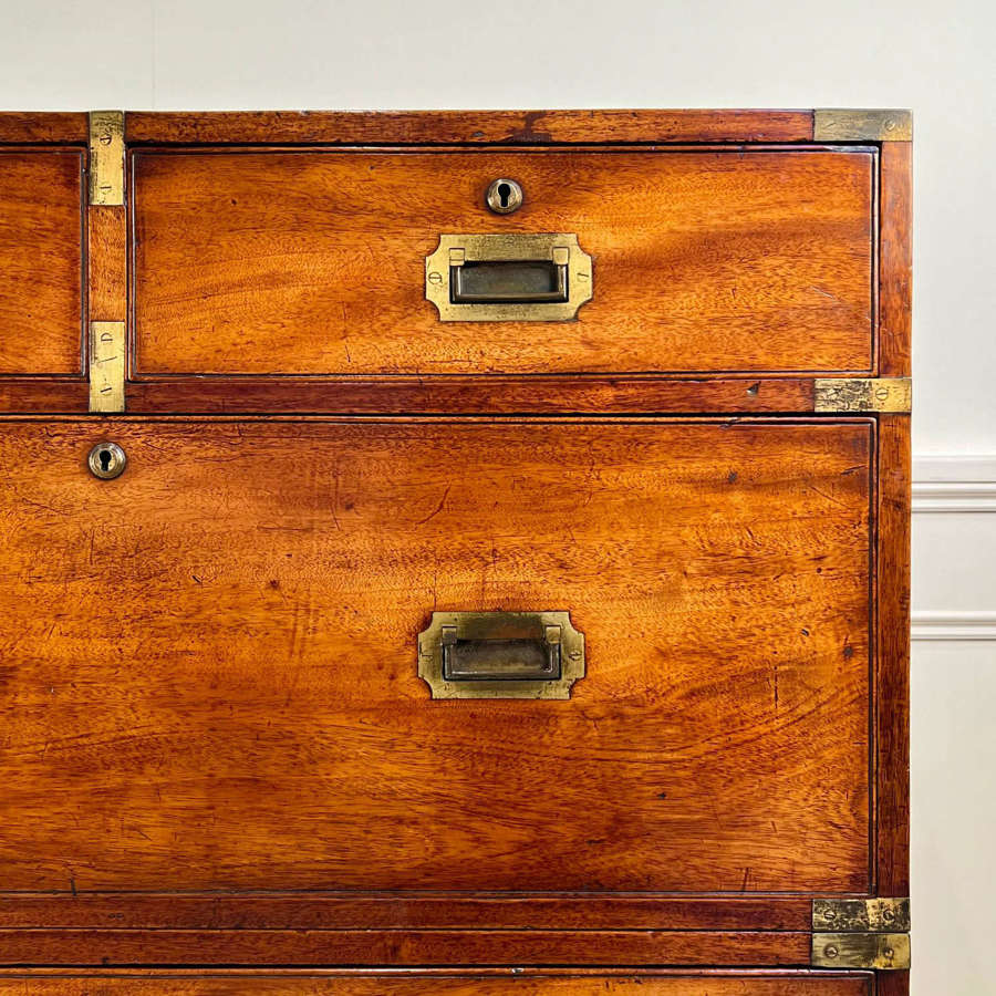19th C Mahogany Campaign Chest