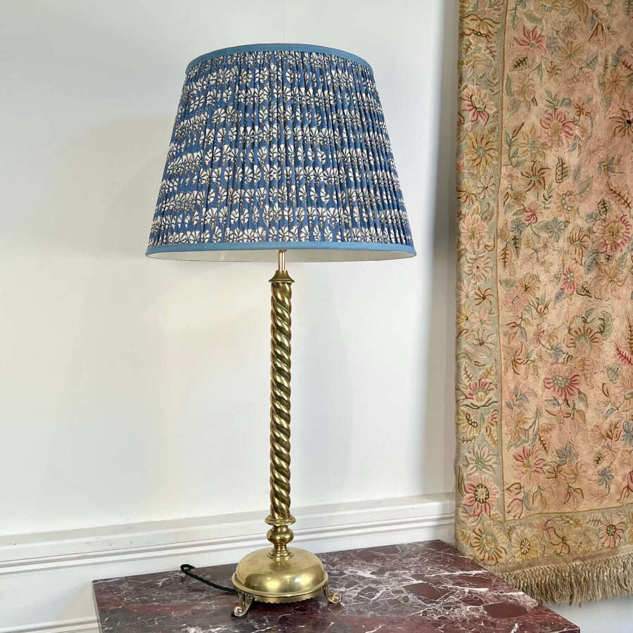 19th C Brass Twisted Table Lamp