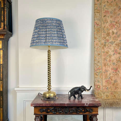19th C Brass Twisted Table Lamp