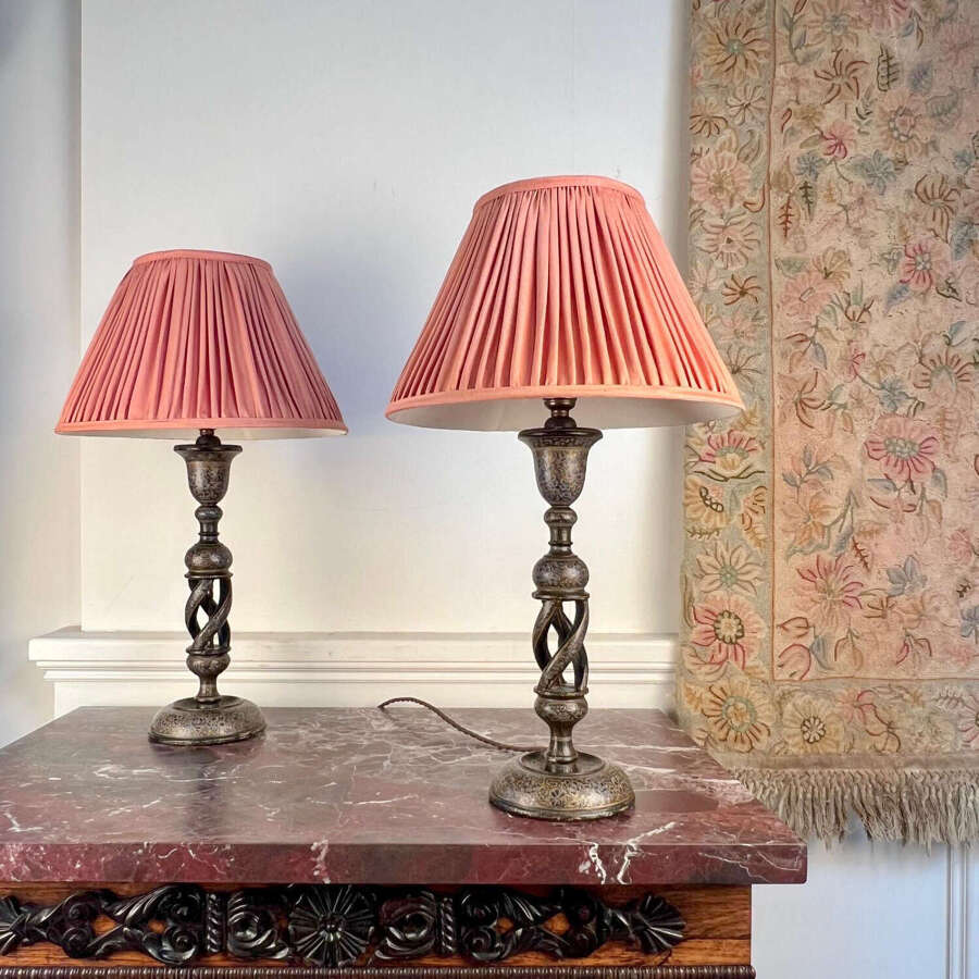 Super Pair of Edwardian Kashmiri Table Lamps