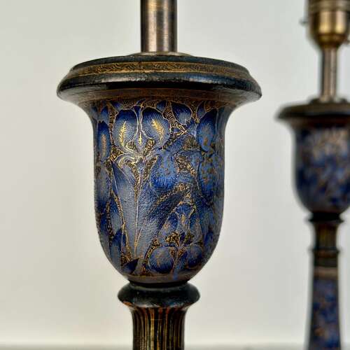 Beautiful Pair of Edwardian Kashmiri Lamp Bases