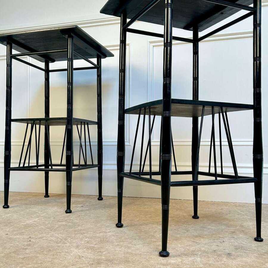 19th C Pair of Ebonised Tables in Manner of E W Godwin