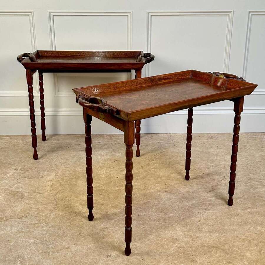 Wonderful Pair of 19th C Hoshiarpur Folding Tray Tables