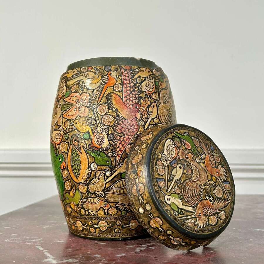 Early 20th C Kashmiri Lidded Pot