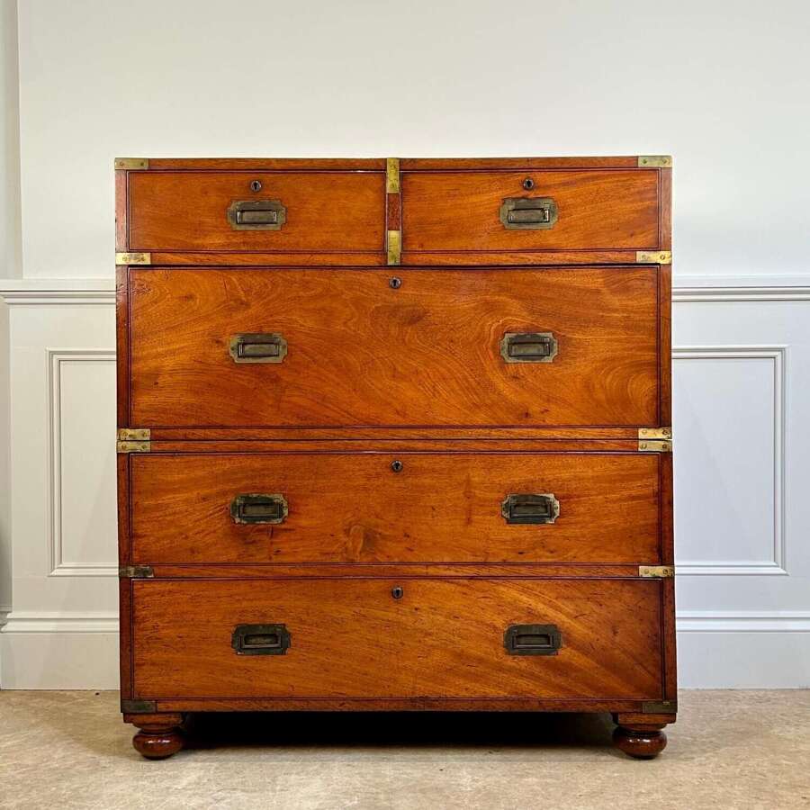 19th C Mahogany Campaign Military Chest
