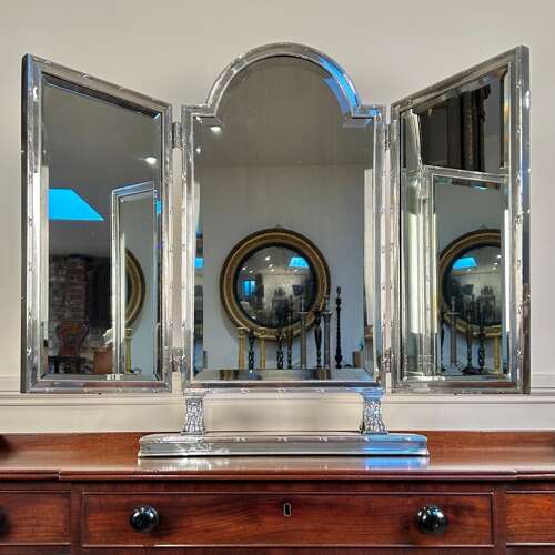 Fine Quality Silver Triptych Dressing Table Mirror