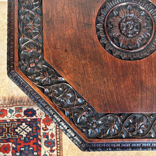 Carved Anglo Indian Octagonal Table