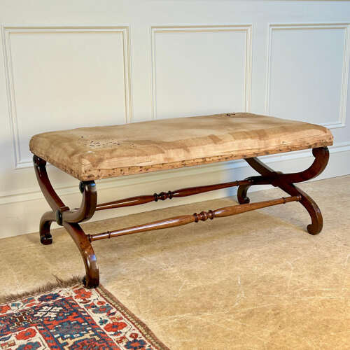 Large Regency Rosewood X Frame Centre Stool