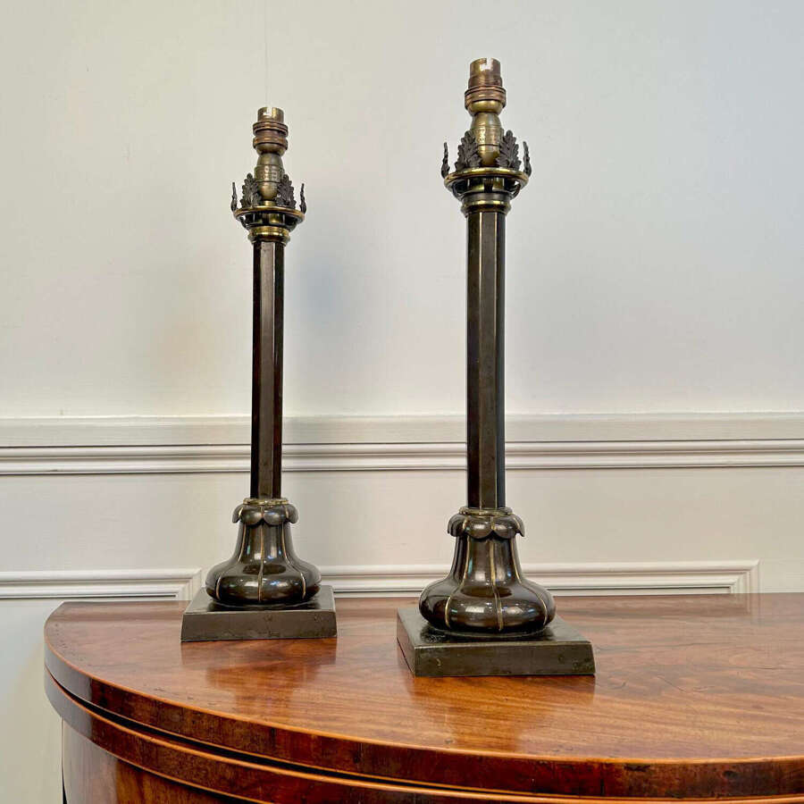 A Beautiful Pair of George IV Bronze Table Lamps