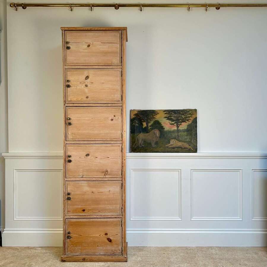 19th C English Pine Locker Cabinet