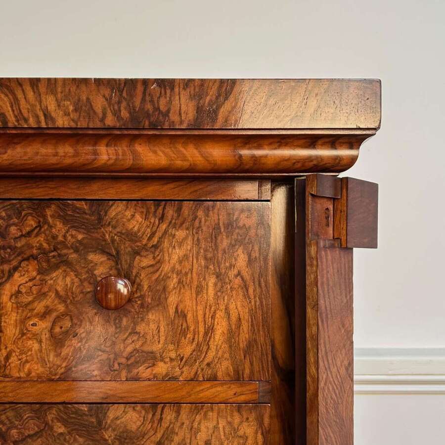 19th C GIllows Burr Walnut Wellington Chest