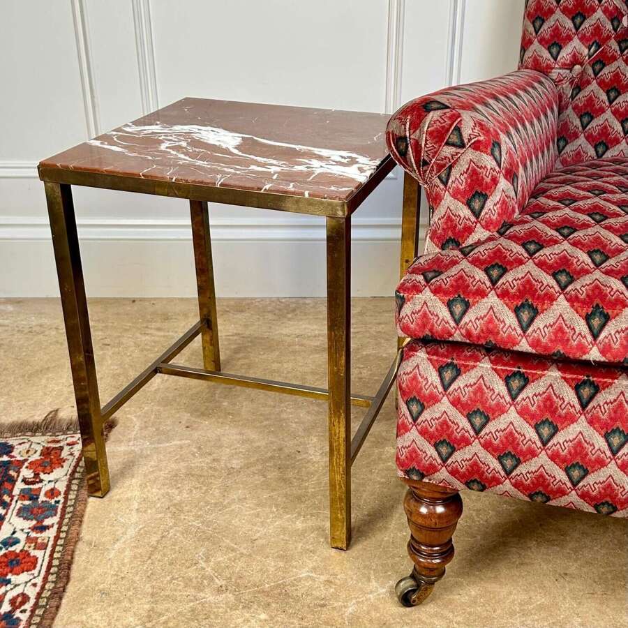20th C Brass & Marble Table