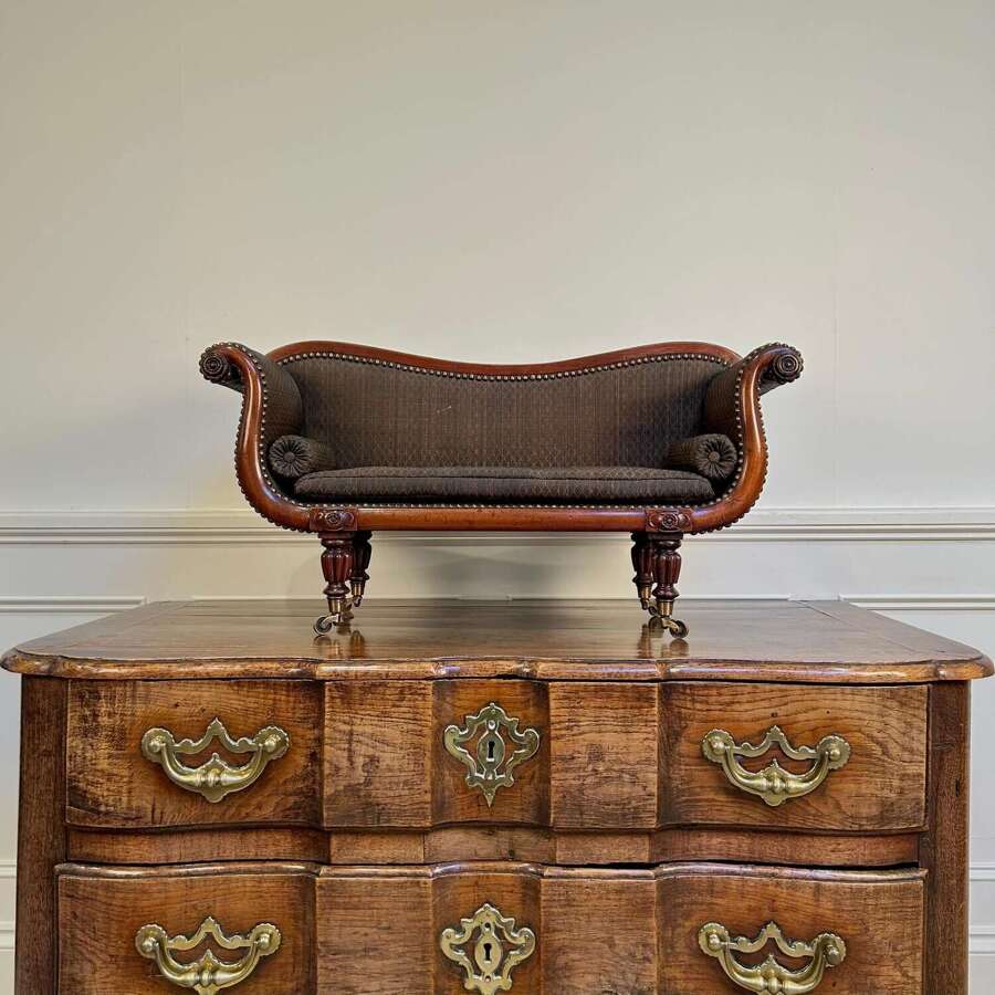 Wonderful Regency Apprentice Piece Scrolled Mahogany Sofa