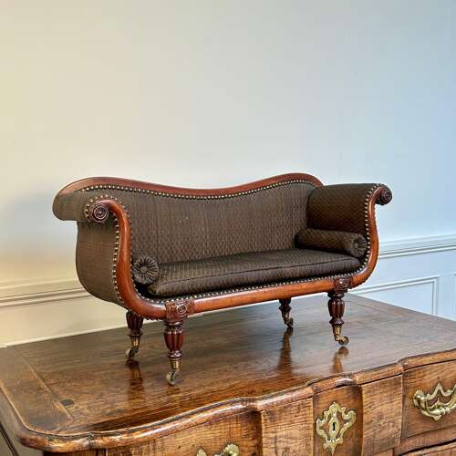 Wonderful Regency Apprentice Piece Scrolled Mahogany Sofa