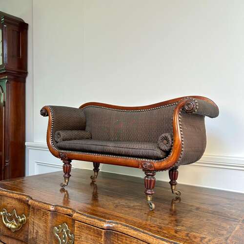 Wonderful Regency Apprentice Piece Scrolled Mahogany Sofa