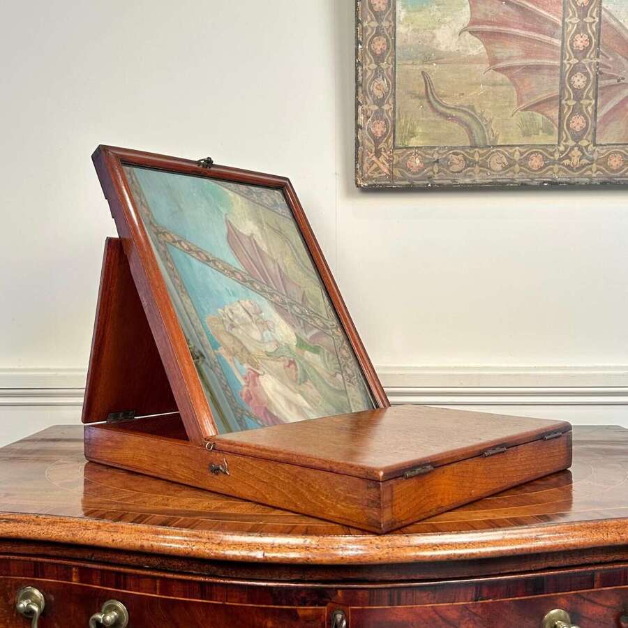 19th C Mahogany Campaign Box Mirror