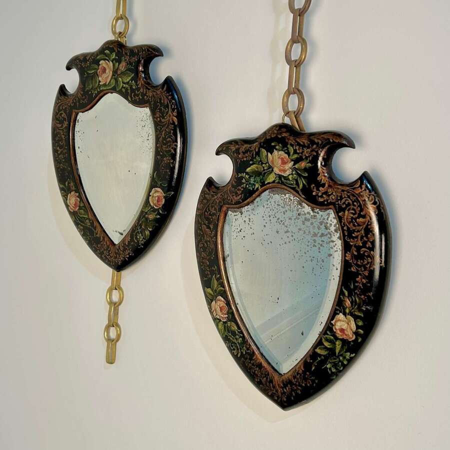 A Pretty Pair of English Sheild Shape Mirrors
