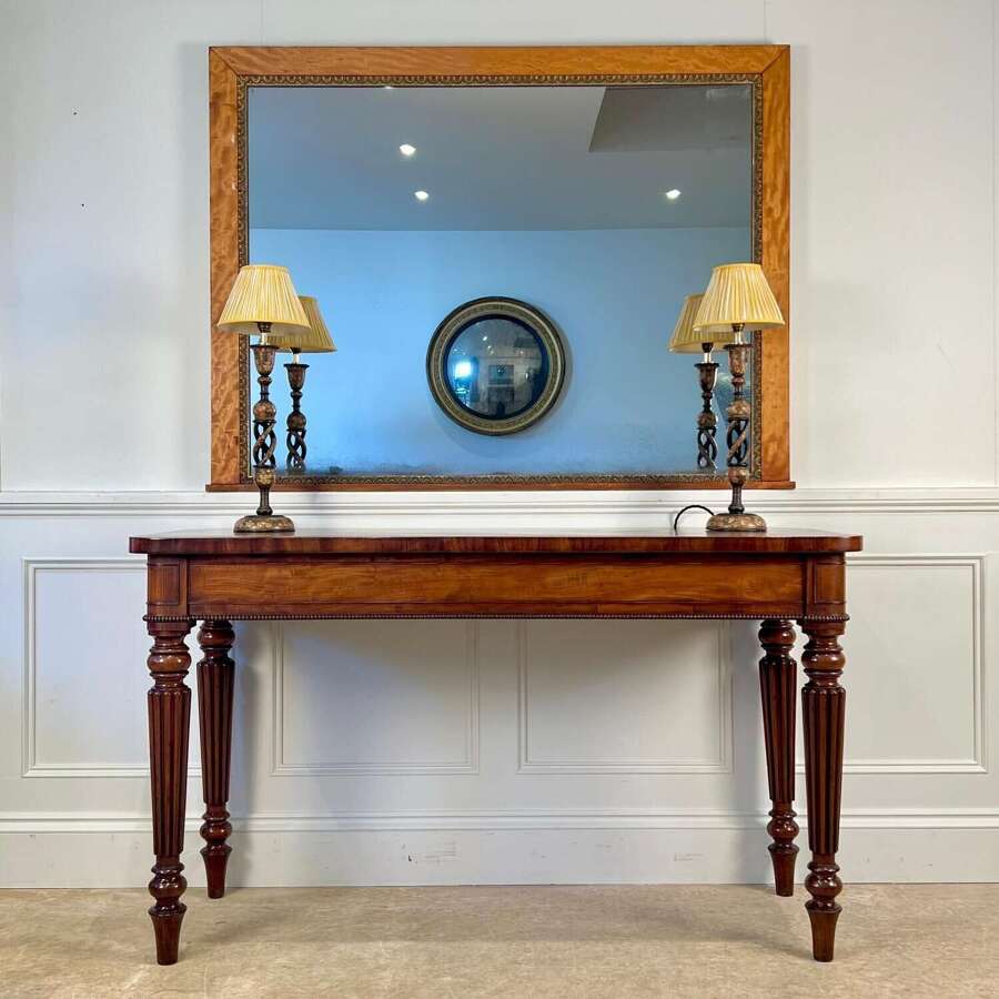 19th C Satin Birch and Giltwood Mirror