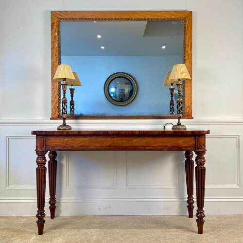 19th C Satin Birch and Giltwood Mirror